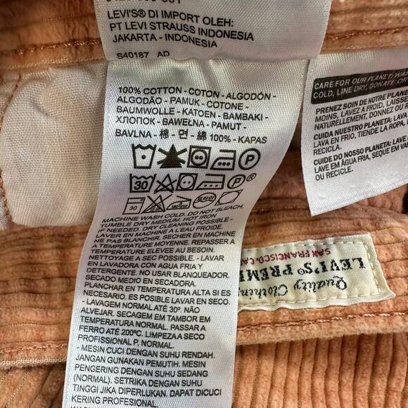 Levi's Math Club Flare Corduroy Women's Trousers Premium 26 Peach Orange - Picture 10 of 16